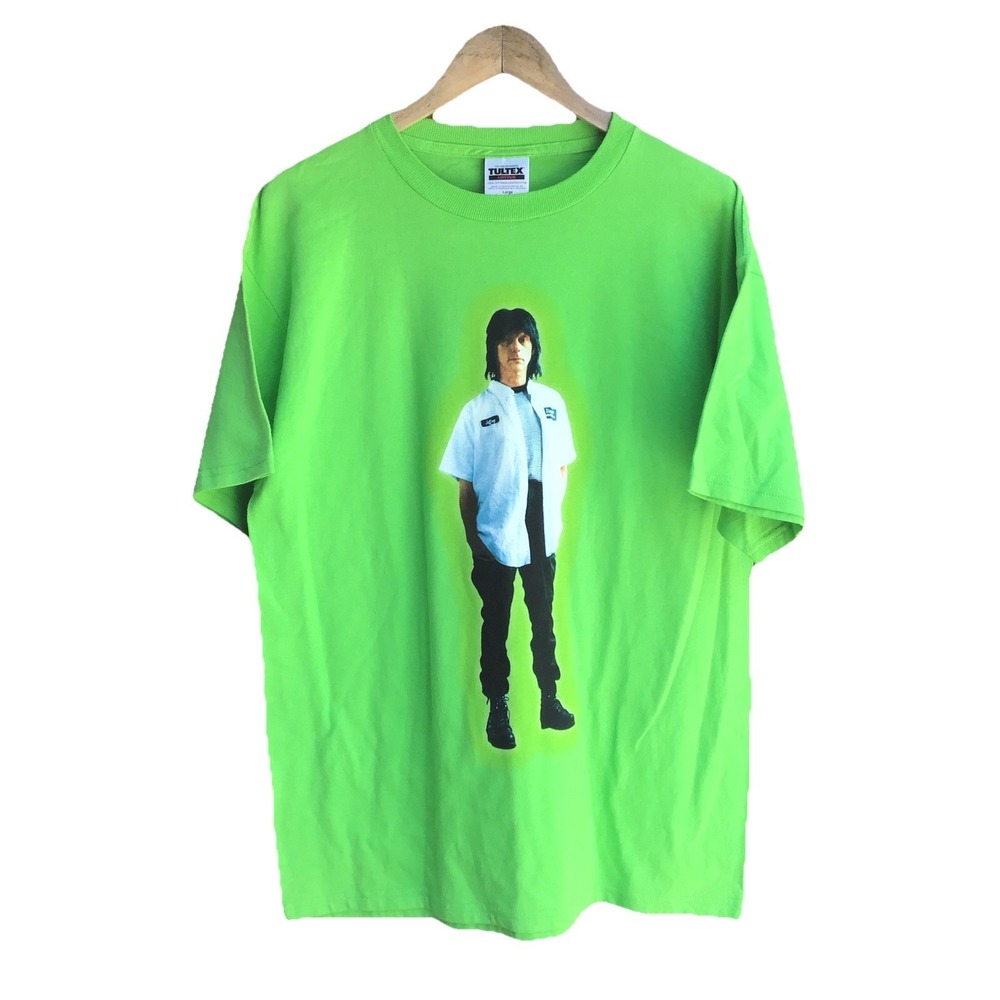 Vintage Jeff Beck 1999 Tour Santana T-Shirt Neon Green Tultex Large Band Tee